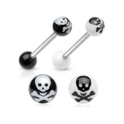 Šperky4U piercing do jazyku lebka PJ01049-W