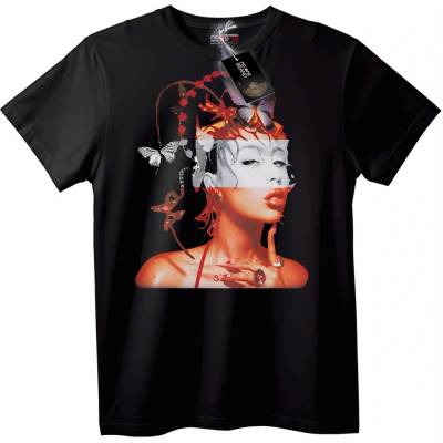 NOONEBRAND Тениска с Арт Бабочки - 2XL, Black