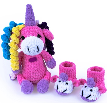 Softy Комплект Softy - Играчка еднорог и обувки, розов, 0-6 месеца (БК010)