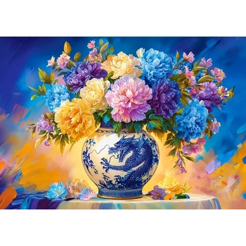 Castorland - Puzzle Flowers in Chinese Porcelain - 500 piese