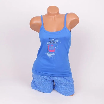 Синя пижама с апликация- потник и къси панталони