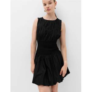 Marks & Spencer Mini рокля с кръгла деколте и набрана деколте от чист памук Marks & Spencer черно Marks & Spencer | Cheren | ЖЕНИ | 8 REG