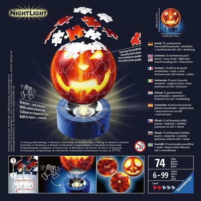 Ravensburger 3D puzzleball Svítící Dýňová hlava 74 ks