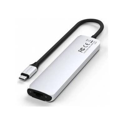 Sariana LLC dba Satechi Satechi 7-in-1 USB-C Slim Multiport Adapter with Ethernet - mobile device adapter (USB-C PD, 2x USB-A, HDMI 4K, Ethernet, micro/SD card reader) (silver)