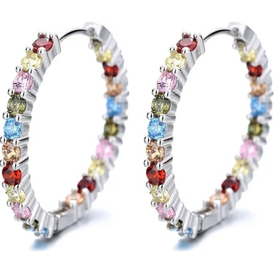 Majya stříbrné náušnice JULIE čiré a barevné zirkony 10860