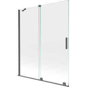 Mexen Velar параван за вана с 2 крила, разсувен, 140 x 150 cm, прозрачен, четка в (896-140-000-01-66)