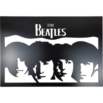 Veselá Stena Drevená nástenná dekorácia The Beatles čierna 67 x 46,2 cm
