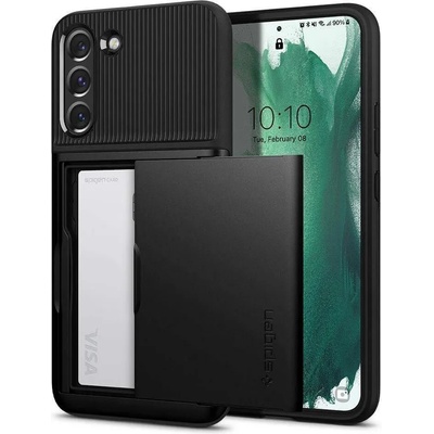 Spigen Slim Armor CS Case - хибриден кейс с отделение за кр. карти и най-висока степен на защита за Samsung Galaxy S22 Plus (черен)