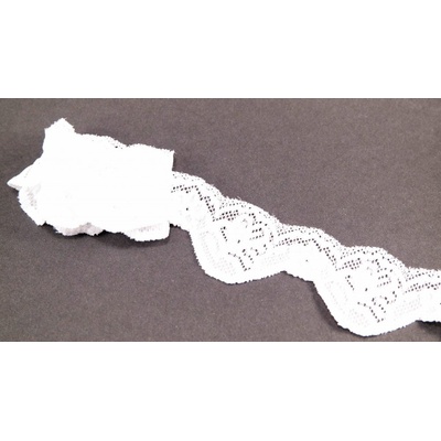 Elastická čipka - biela - šírka 4,5 cm