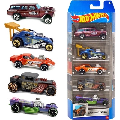Mattel Hot Wheels Sada autíček 5-Pack HW Exposed Engines HFV90