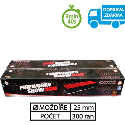 Sestavený ohňostroj FIREWORKS SHOW 300 ran 25 mm