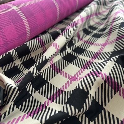 Magenta stretch double kostýmovka/plášťovka káry
