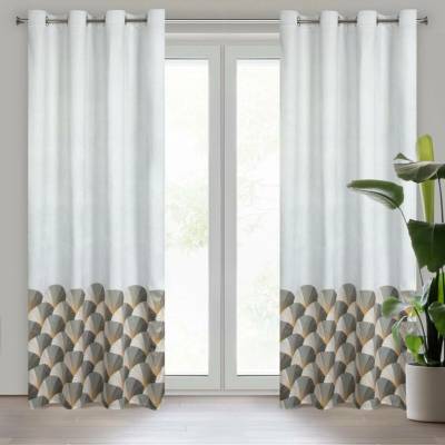 Eurofirany Závěs 140 x 250 cm sametový bílo-šedý na kovových kroužcích GINA - Design 91