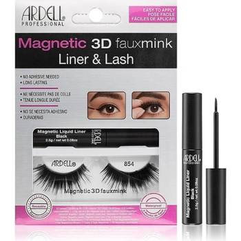 Ardell Magnetic 3D Faux Mink 854 With Liner изкуствени мигли с магнитна очна линия за жени 1 бр