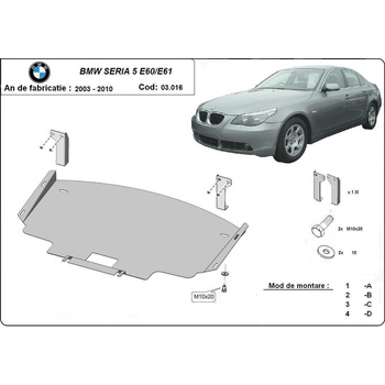 Scut Motor - Румъния Метална кора под двигател и радиатор BMW 5 Ser (E60) от 2003 до 2010 (73595)