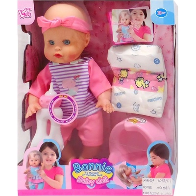 Raya Toys Пишкаща кукла-бебе Raya Toys - Bonnie, с аксесоари, в розово (505116713)