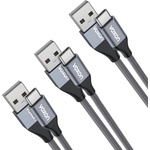 VOXON Комплект 3 броя изключително здрави и качествени плетени USB-C кабели за устройства с USB-C порт - Voxon CUC02105GA02 3-pack Braided USB-C to USB-A Cable (тъмносив) (CUC02105GA02 )