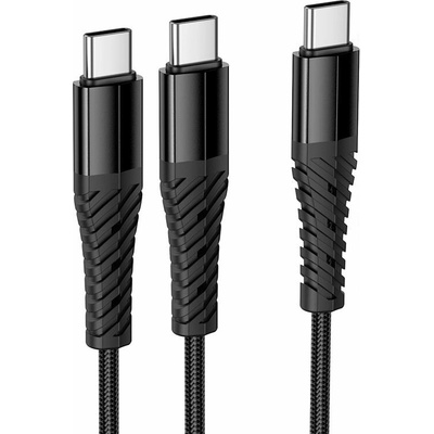 Hoco X123 2v1 USB C to USB C+C 1m černý