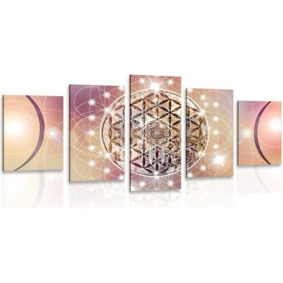 5-dílný obraz okouzlující Mandala - 150x75