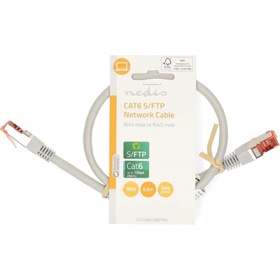 Nedis CCGL85220GY05 UTP / FTP Cat6 пач кабел, RJ45 с позлатени контакти, 10/100/1000 Mbit/s, дължина 0, 5 m (CCGL85220GY05)