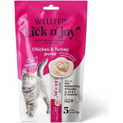 Pet Interest Wellfed Lick N Joy Chicken and Turkey пюре за котки 5*14gr