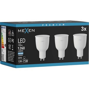 Mexen Nova 3x LED крушка GU10, 12W, Студена - 6500K, 1260 лумена - L108-GU10-1265-01x03 (L108-GU10-1265-01x03)