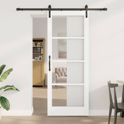vidaXL Преплъзваща се врата ORKDAL Бял и черен 83 х 211 см (3331832)