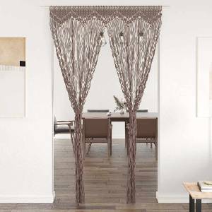 Pure Line Home Памучно перде макраме в цвят таупе за тръбен корниз, 140 x 240 см - zalegloto - 82,93 лв