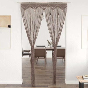 Pure Line Home Памучно перде макраме в цвят таупе за тръбен корниз, 140 x 240 см - zalegloto - 83,91 лв