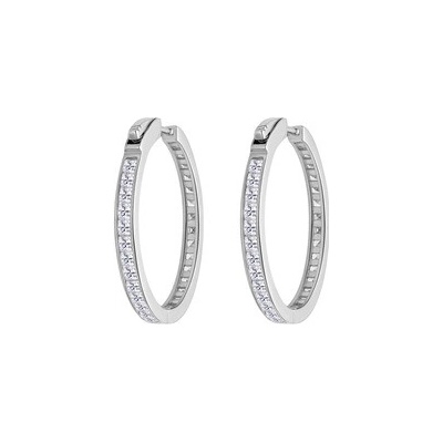 Nubis stříbrné náušnice kruhy se zirkony NB-3959