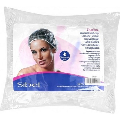 Sibel Plastic Mob Cap Jednorázová čepice s gumičkou 100 ks