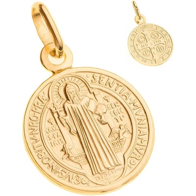 Argento Zlatý prívesok medaila sv. Benedikta 8A018