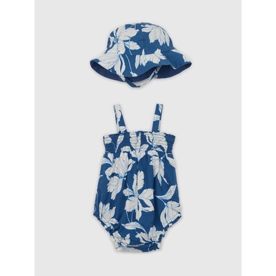 GAP Baby ľanové body s klobúkom Modrá