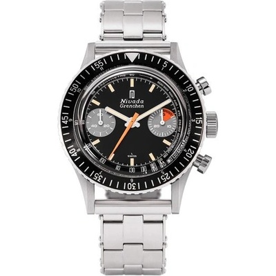 Nivada Grenchen Chronomaster Orange Boy SL Inter. Bezel Manual Forstner Rivet