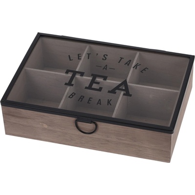 Excellent Houseware Dřevěná na Čaj TEA 6 přihrádek
