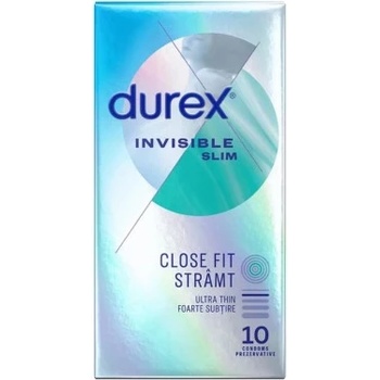 Durex 10 бр. Плътно прилепващи тънки презервативи Durex Invisible Slim