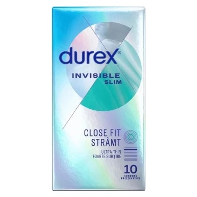 Durex 10 бр. Плътно прилепващи тънки презервативи Durex Invisible Slim