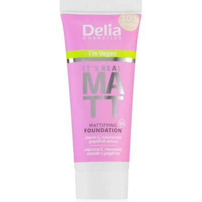 Delia Cosmetics It's Real Matt матиращ фон дьо тен цвят 101 porcelain 30ml