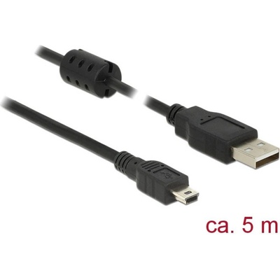 Delock 84916 USB, USB 2.0 USB-A zástrčka, USB Mini-B zástrčka, 5m, černý