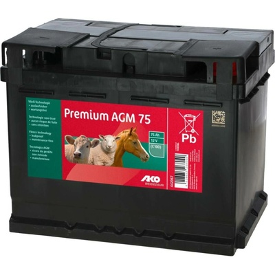 Baterie dobíjecí AGM premium pro ohradníkový zdroj, pomalu se vybíjející, 75 Ah
