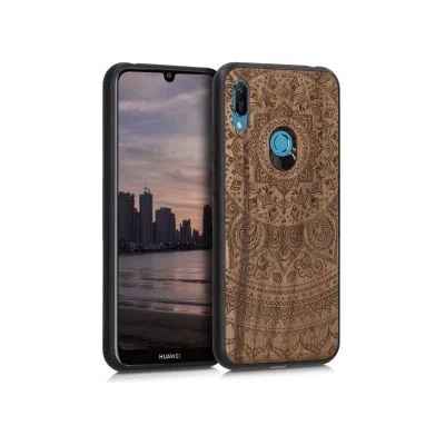 kwmobile Дървен калъф с дизайн индийско слънце за Huawei Y6 (2019) - тъмнокафяв