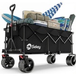 Sekey XXXL Handcart Foldable 300L 200KG Heavy Duty, Extended Folding Handcart with Extra Width 17x10 cm All-Terrain Wheels Handcart, Patented 4-Way Instant Assembly Transport Cart, Black - 4013