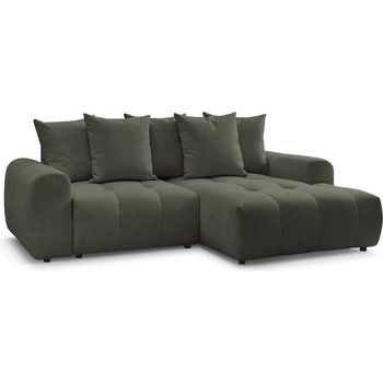 Bobochic Шенилов разтегателен ъглов диван с място за съхранение в цвят каки (десен ъгъл) Roxelane - Bobochic Paris (108416)