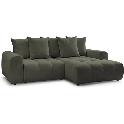 Bobochic Шенилов разтегателен ъглов диван с място за съхранение в цвят каки (десен ъгъл) Roxelane - Bobochic Paris (108416)