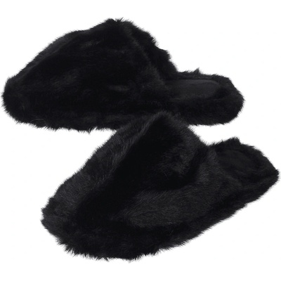 Дамски пухкави пантофи в черен цвят