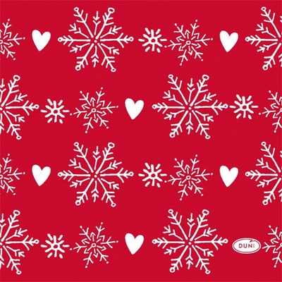 DUNI Servítka 3V winter flakes hearts 24x24cm