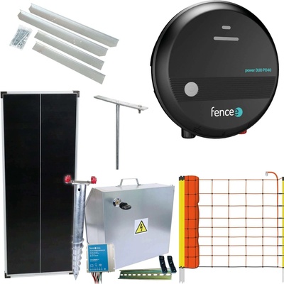 fencee Expert sada solární ohradník - Kompletní bezpečnostní schránka + 4J zdroj, panel 100 W, síť ovce 90cm