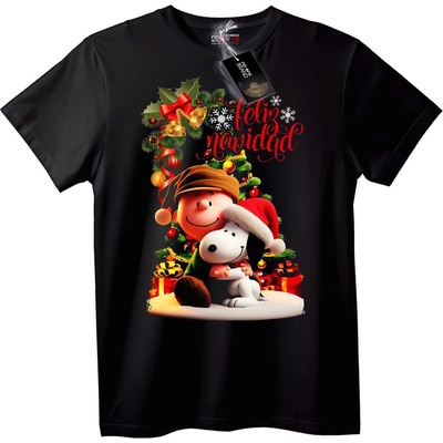 NOONEBRAND Тениска Коледни Peanuts - M, Black
