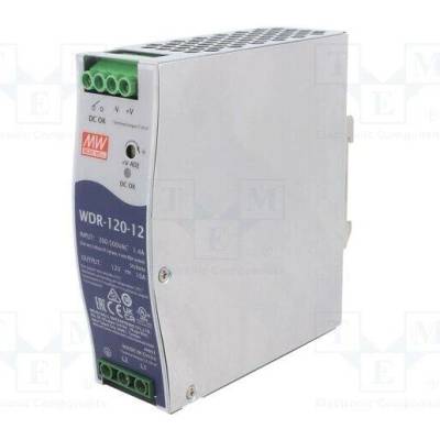 MEAN WELL WDR-120-12 Napájecí zdroj: spínaný; na lištu DIN; 120W; 12VDC; 10A; OUT: 1