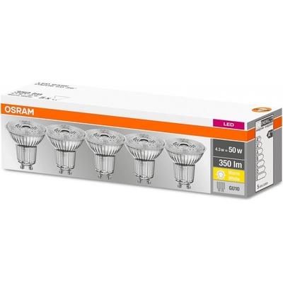 Osram 5PAK LED žárovka LED GU10 4,3W = 50W 350lm 2700K Teplá bílá 36°
